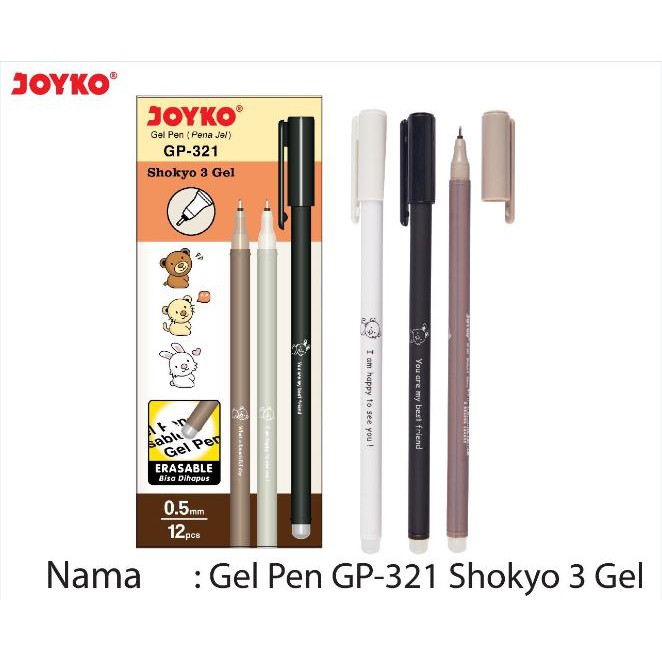 

Gel Pen GP-321 Joyko Eraseable / Bisa dihapus