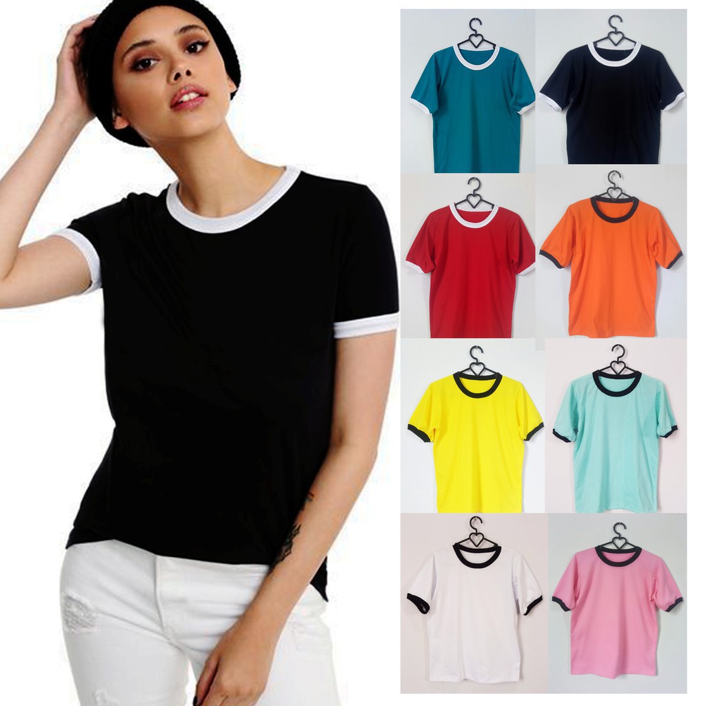 MakeGrosir - KAOS RINGER TEE POLOS BASIC