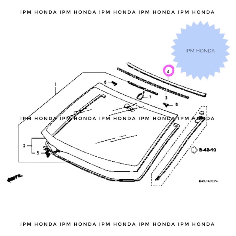 73150 SWA 003 Moulding Front Windshield Karet List Lys Lis Kaca Depan Atas Honda CRV GEN 3 RE RE1 RE3 2007 2008 2009 2010 2011 2012