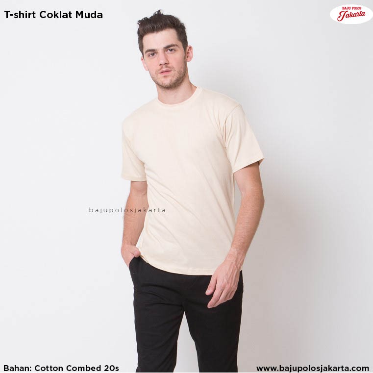  Baju Polos Coklat Muda  Cotton Combed 20s size S XXXL 