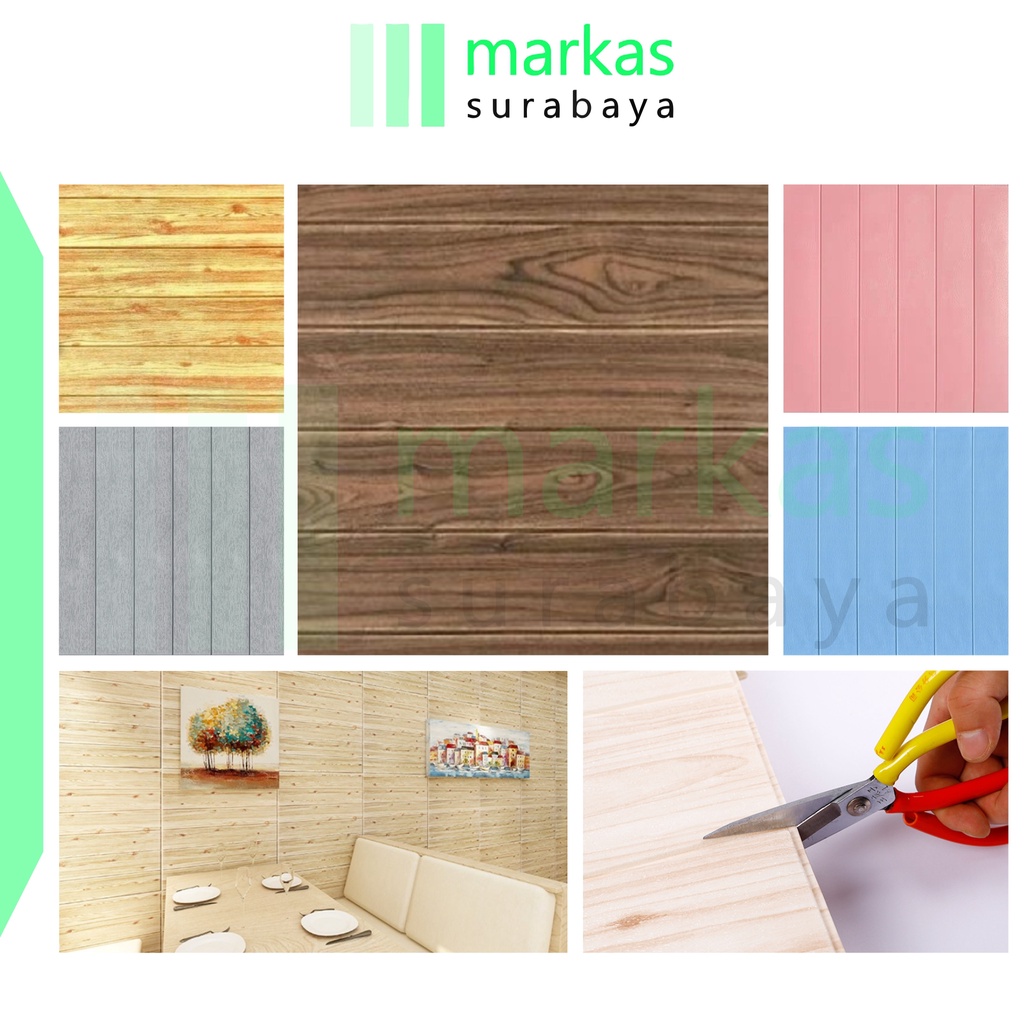 MARKAS HL0200 Wallpaper Dinding 3D Foam Wood Motif Kayu