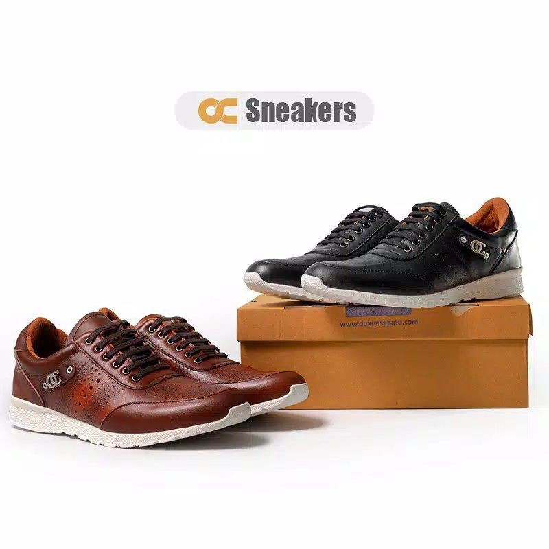 SEPATU TALI SNEAKER PRIA BAHAN KULIT ASLI ODON CIBADUYUT KUALITAS PREMIUM MODEL TERBARU EXCLUSIF