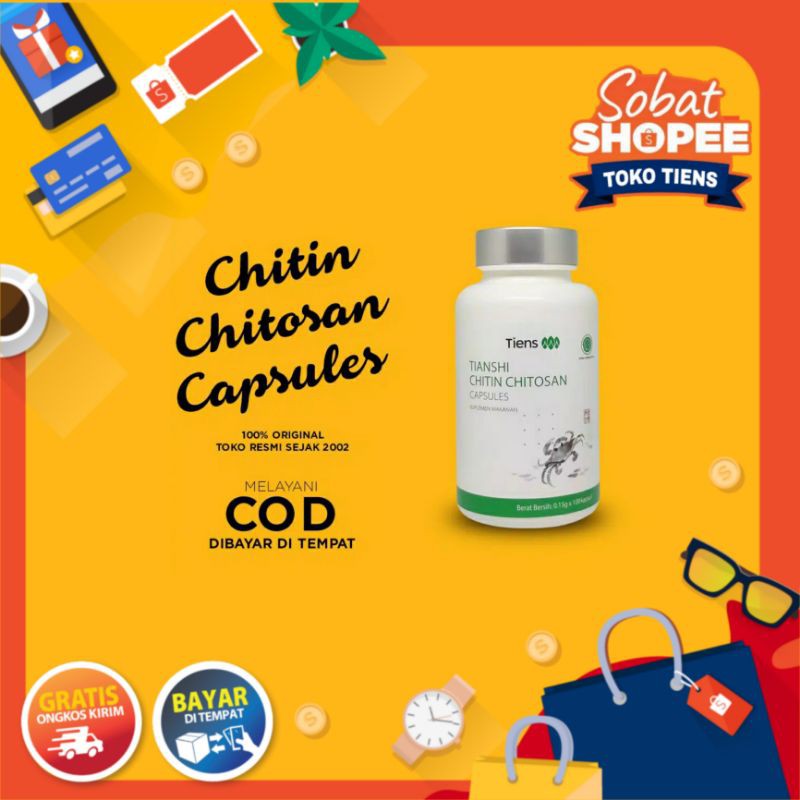Chitin Chitosan TiensTiens Tianshi Chitin Chitosan Isi100 Kapsul original Detox / Pelangsing Herbal