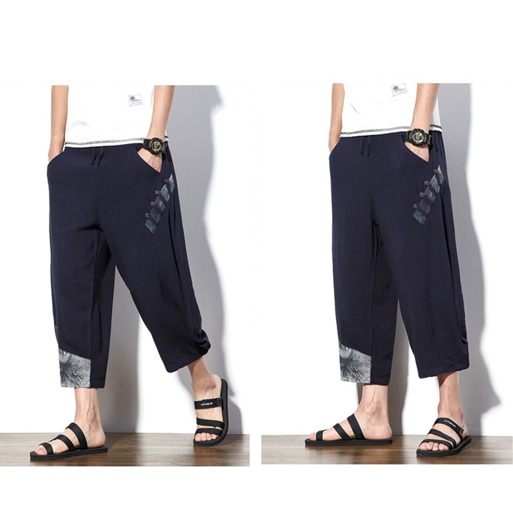 celana Linen Keren Musim Panas Kasual Harem