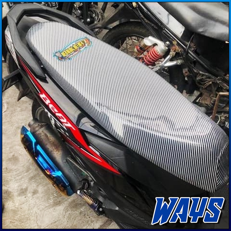 [X328] Sarung Jok Motor Karbon Bikers / Cover Kulit Jok Carbon Beat Mio Vario Scoopy Jupiter Supra