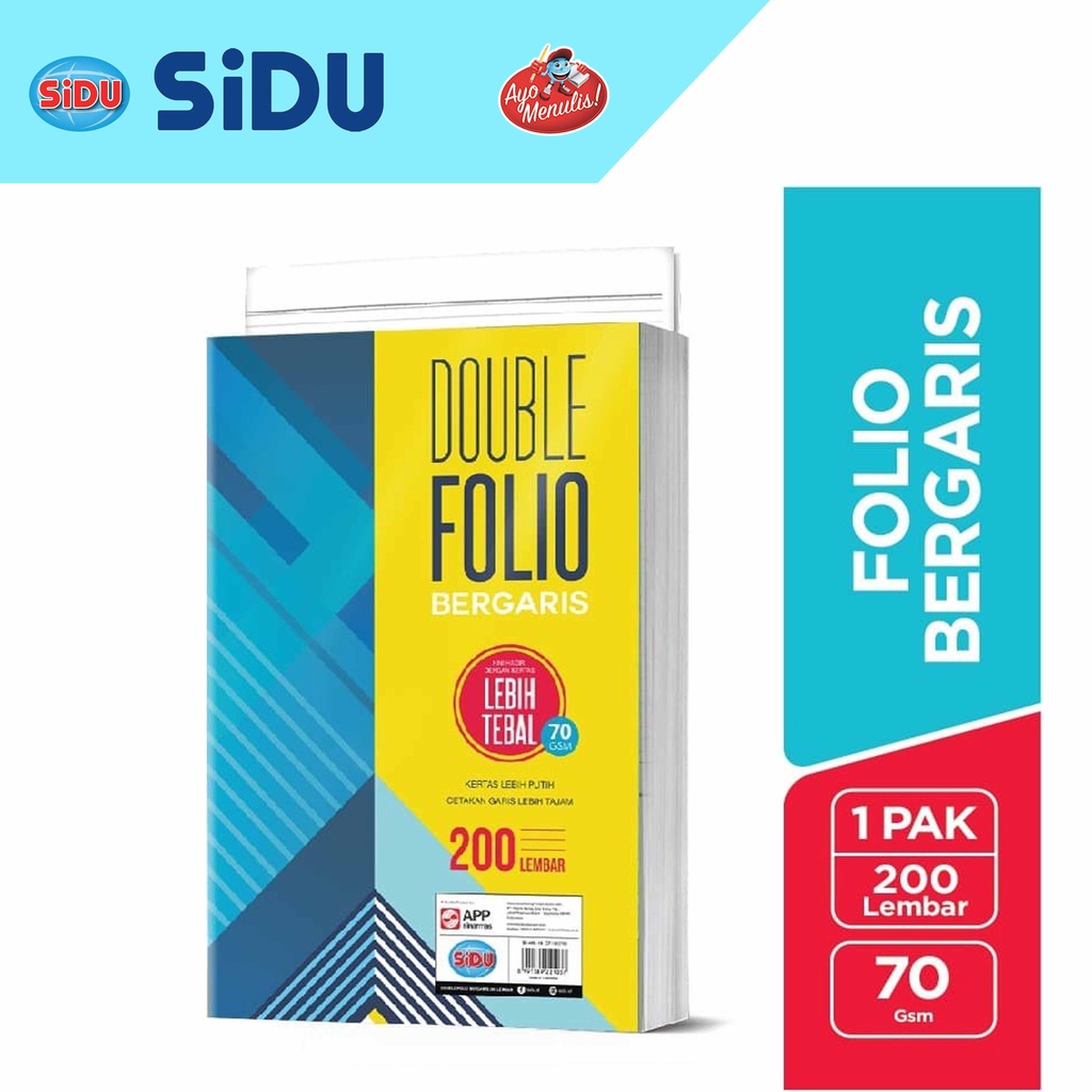 

Sidu Kertas Double Folio Garis 70gsm 32x42cm (200 sheets)