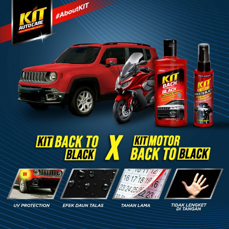 Kit Back To Balck 115 ml Penghitam / Menghitamkan Trim Mobil / Dek Dasboard Motor