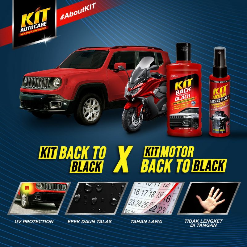 Kit Back To Balck 115 ml Penghitam / Menghitamkan Trim Mobil / Dek Dasboard Motor
