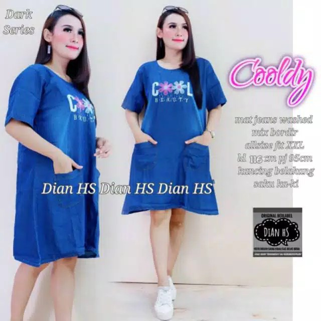 DRESS JUMBO LD 116!! COLDY DRESS VARIASI BORDIR BUNGA
