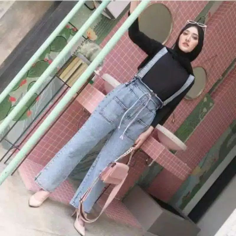 CELANA Wanita-Baju Kodok-Celana Kodok- Jumpsuit jeans Kekinian - Overall JILIMEDIUM