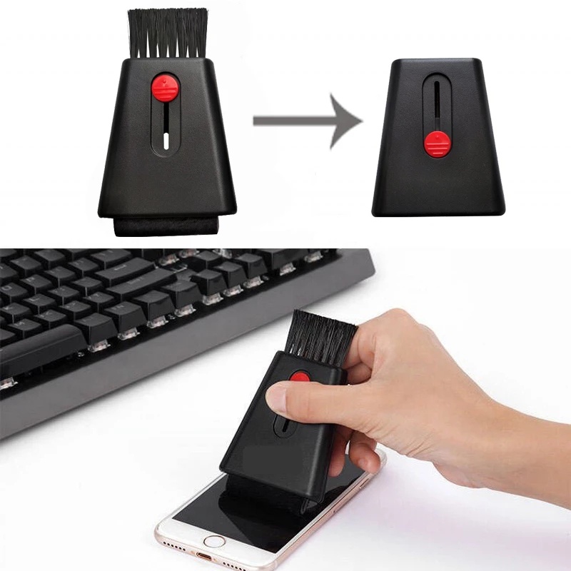 Sikat Pembersih Debu Layar Komputer / Keyboard Portable Retractable Dua Sisi