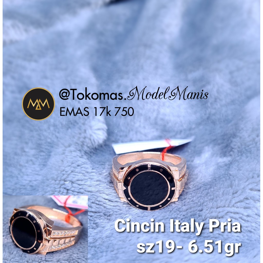 Cincin cowo Italy IT emas rosegold 750 kadar 17 K