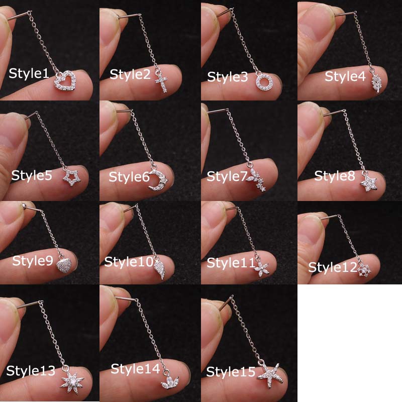 1piece Linear Earrings Cartilage Piercing 20G Pinna Tragus Ear Stud 6mm Length