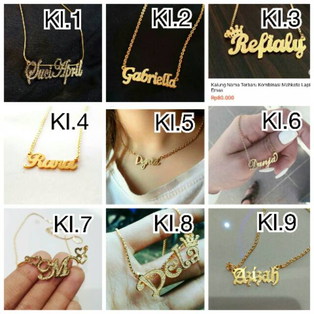Kalung Nama Lapis Emas Murni
