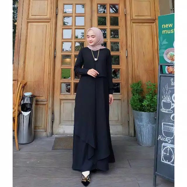 Gamis Alana Dress Muslim Size S M L XL Gamis Lebaran Busui Mat Moscrepe Premium