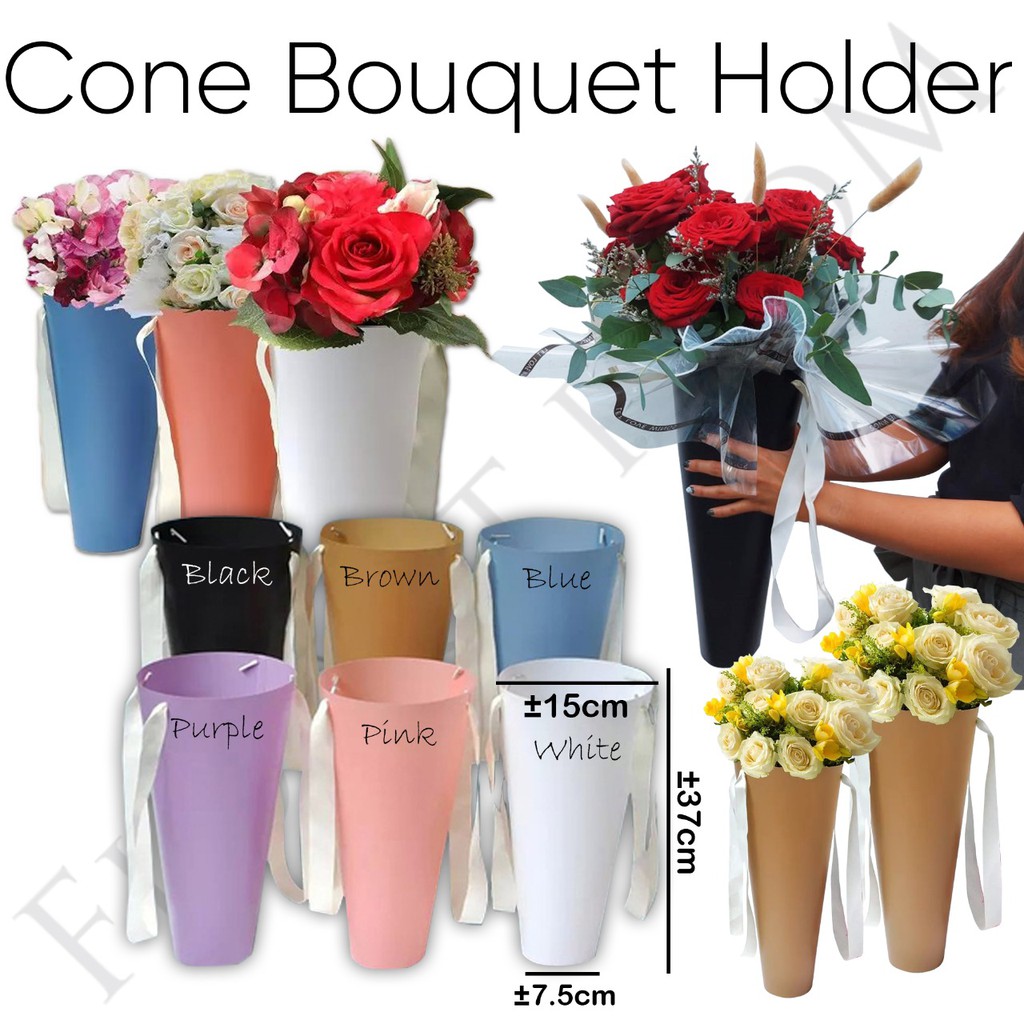 Cone Bouquet Holder Murah Kotak Bunga Flowerbox Bloom Box Rose Hadiah Mawar Shopee Indonesia