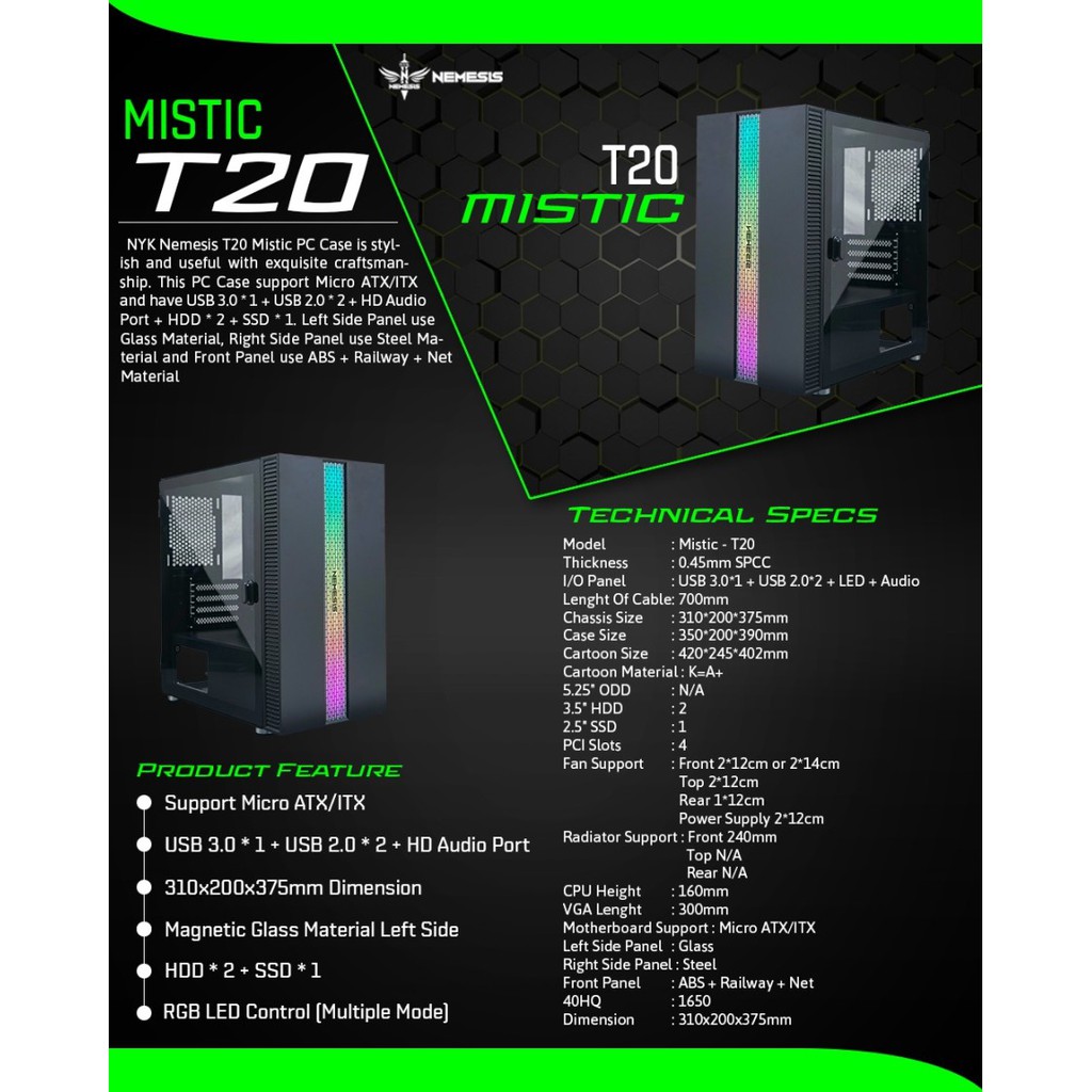 PC CASE GAMING NYK T20 MISTIC