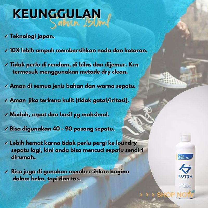 Shoe cleaner sabun pembersih sepatu sneaker 250ML TEKNOLOGI JAPAN dari kutsu