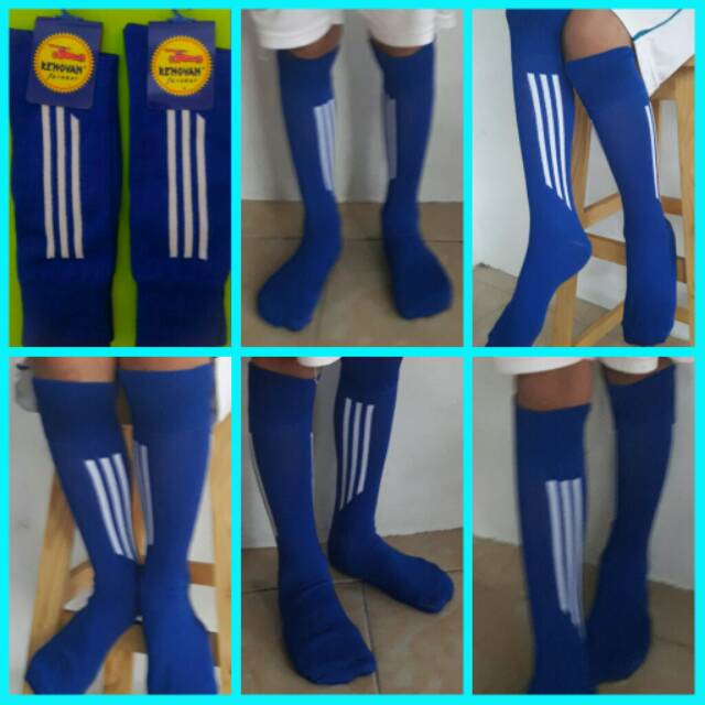 Kaos Kaki Futsal Anak Laki - Laki Biru Strip Putih