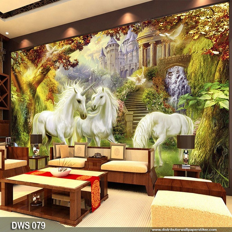  WALLPAPER  3D WALLPAPER  CUSTOM WALLPAPER  DINDING  KUDA PUTIH 