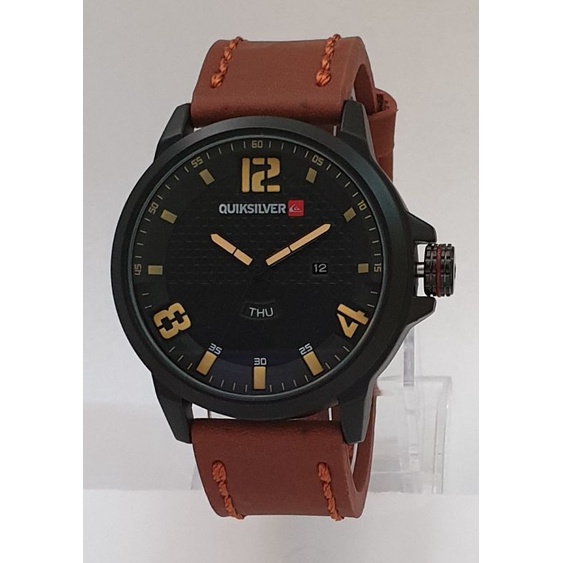 JAM TANGAN PRIA QUIKSILVER STRAP KULIT TANGGAL HARI AKTIF FASHION