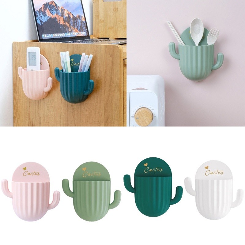 【GOGOMART】CACTUS Holder Rak Gantung Mini HP / Remote Organizer Storage Box - Kaktus