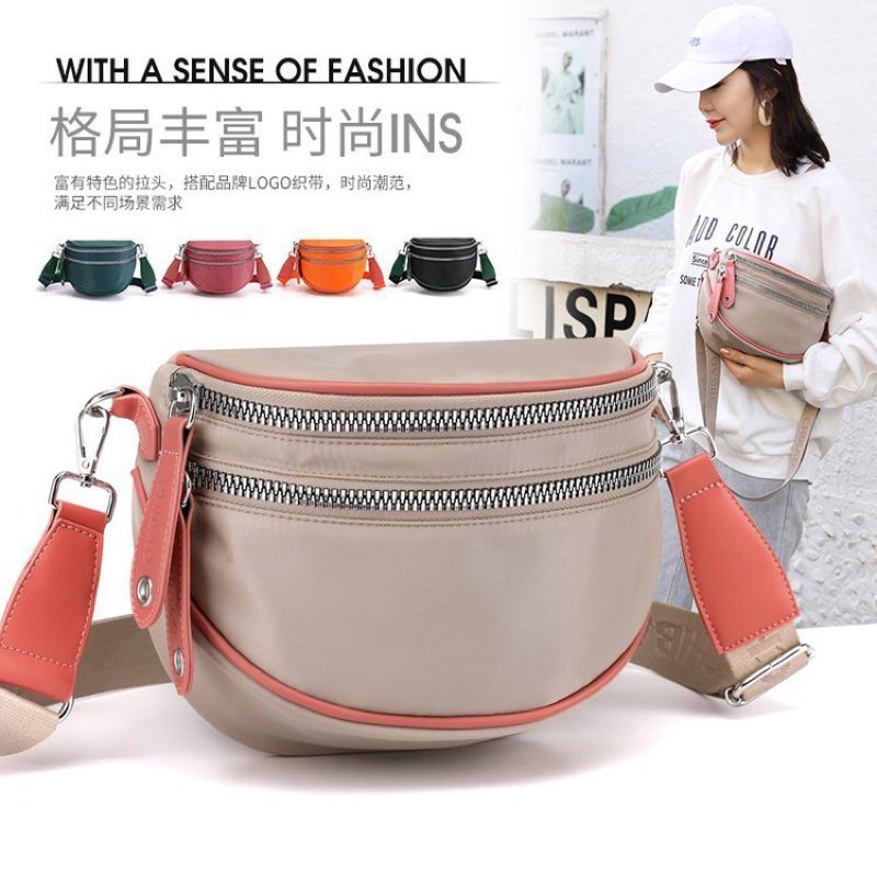 WB68W AXELINE IMPORT PREMIUM TAS SELEMPANG BAHU WANITA CHIBAO DOUBLE ZIPPER