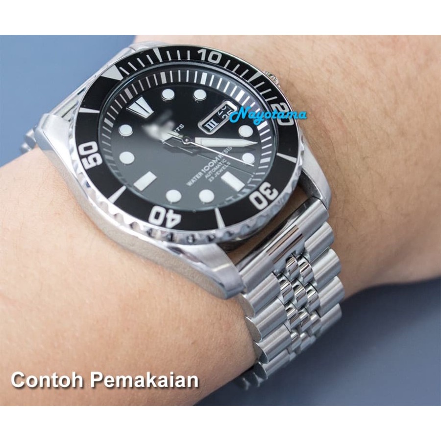 22mm Rantai MILTAT Super Jubilee Straight End Solid Stainless Steel