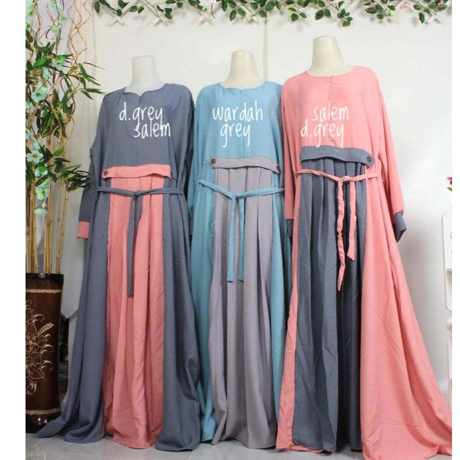 Gamis polos rempel Shappire ria ricis tengah polos simple baju remaja wanita L xxL jumbo big size