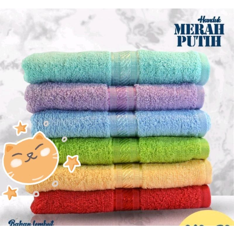 Handuk dewasa jumbo merah putih by terry palmer / handuk dewasa / handuk polos / handuk mandi /hnduk