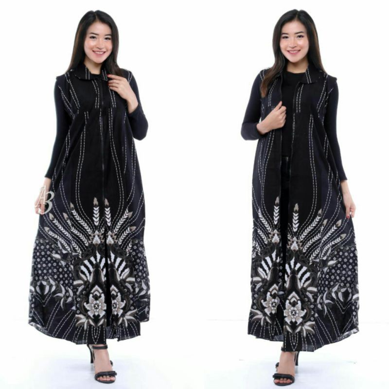 Best Seller LONG CARDI BATIK MOTIF ULIR COKLAT BATIK WANITA SERAGAM BOS-No. 2