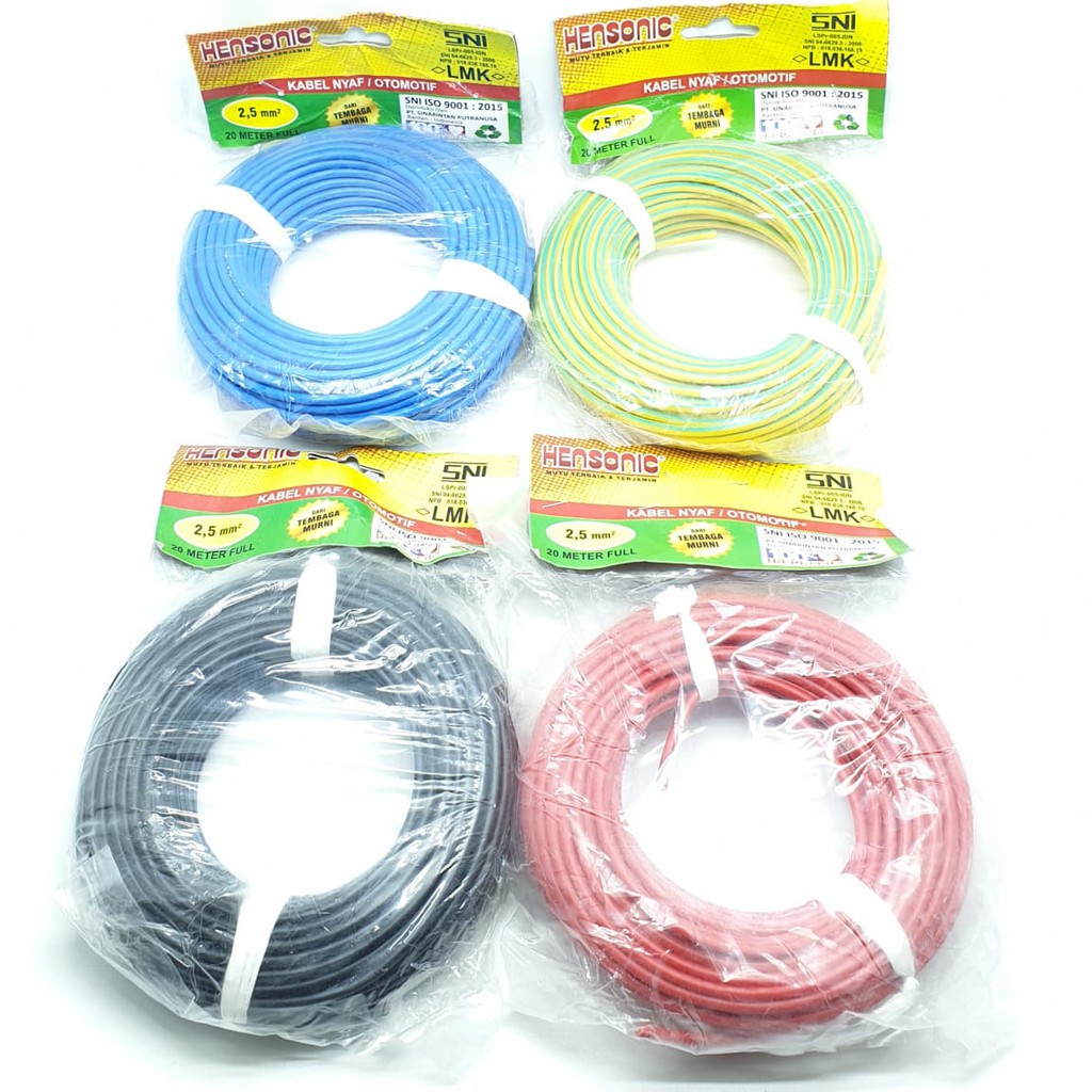 Hensonic NYAF 2,5mm 20M Kabel Listrik Kabel NYAF Kabel Otomotif 2,5mm Serabut SNI LMK 20Mtr Full