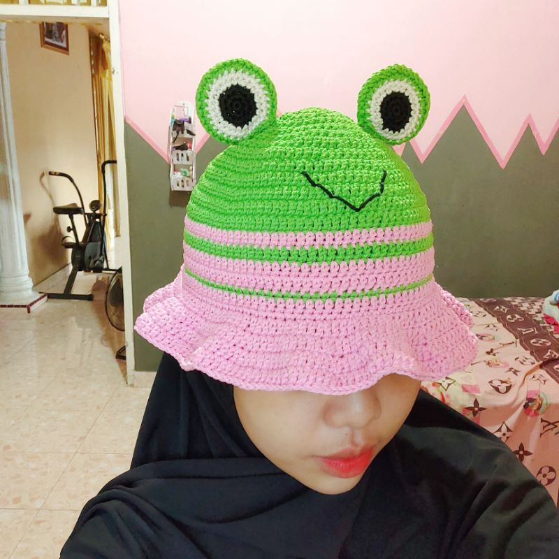 Froggy Bucket Hat/ Topi Rajut Kodok/ Topi Rajut