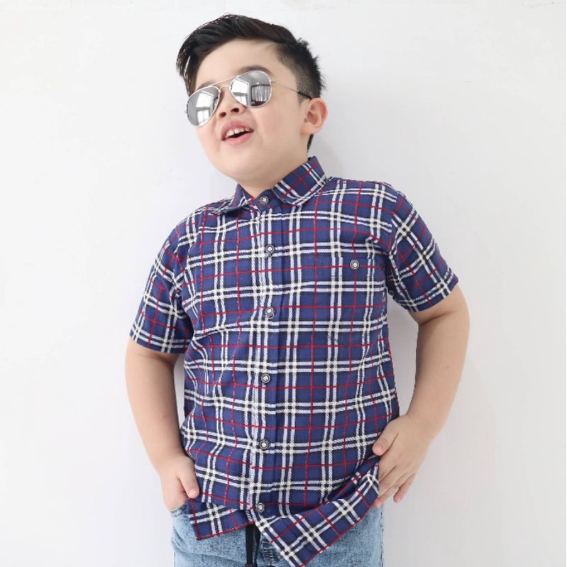 Kemeja HEM kotak - kotak Anak Lengan Pendek motif Flannel Baju Laki-laki Flanel kakadede paddlekids