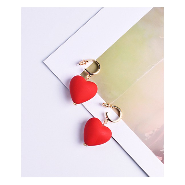 LRC Anting Tusuk Fashion Red Love Earrings D55211