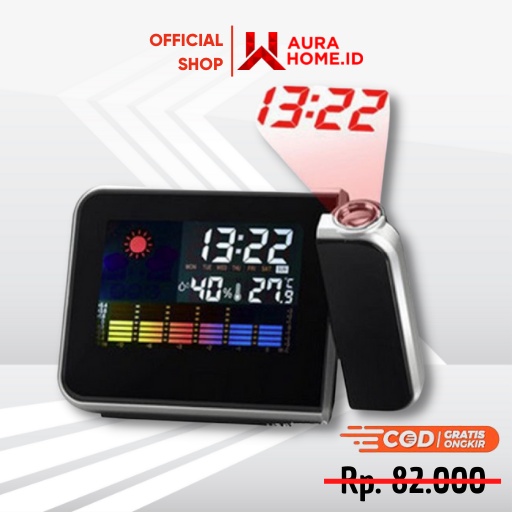 Jam Digital Proyektor Penunjuk Cuaca / Jam Digital Proyektor Dinding LED Meja Penunjuk Cuaca Tanggal