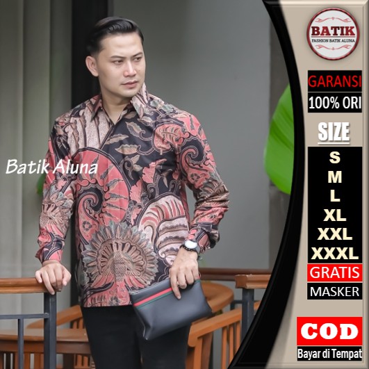 Batik pria lengan panjang Kemeja Atasan Baju batik pria laki laki lengan panjang premium cowok solo