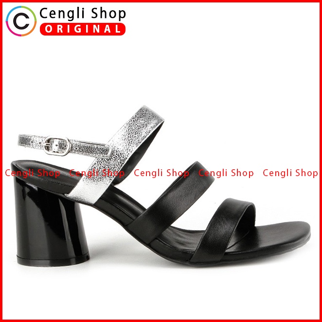 SANDAL HEEL KULIT OBERMAIN HEELS WANITA ORIGINAL SLINGBACK HITAM OW19