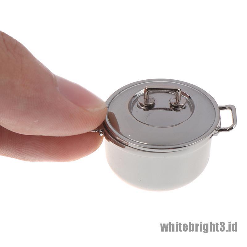 (white3) Mainan Miniatur casserole Bahan stainless steel Untuk Aksesoris Dapur Rumah Boneka 1 / 12