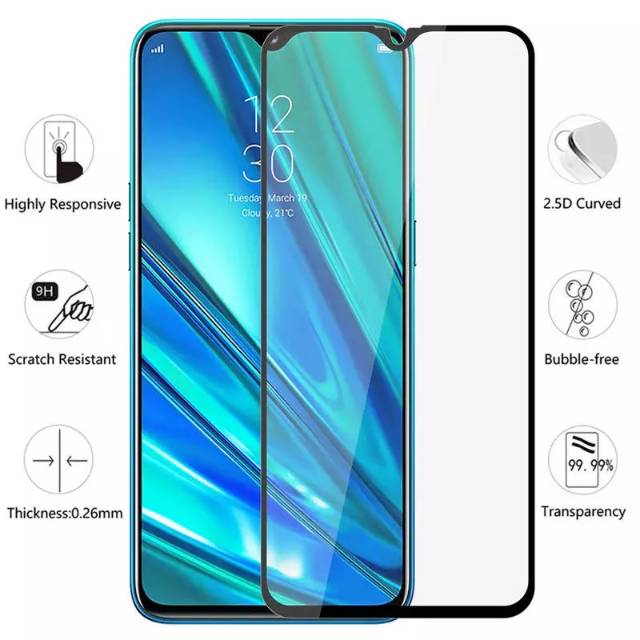 TG Anti Gores Layar Realme 5 Pro Tempered Glass Full Cover Screen Protector Premium