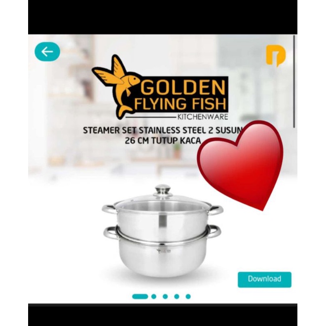 Steamer/kukusan stainless steel 2 susun golden flying fish 26 cm