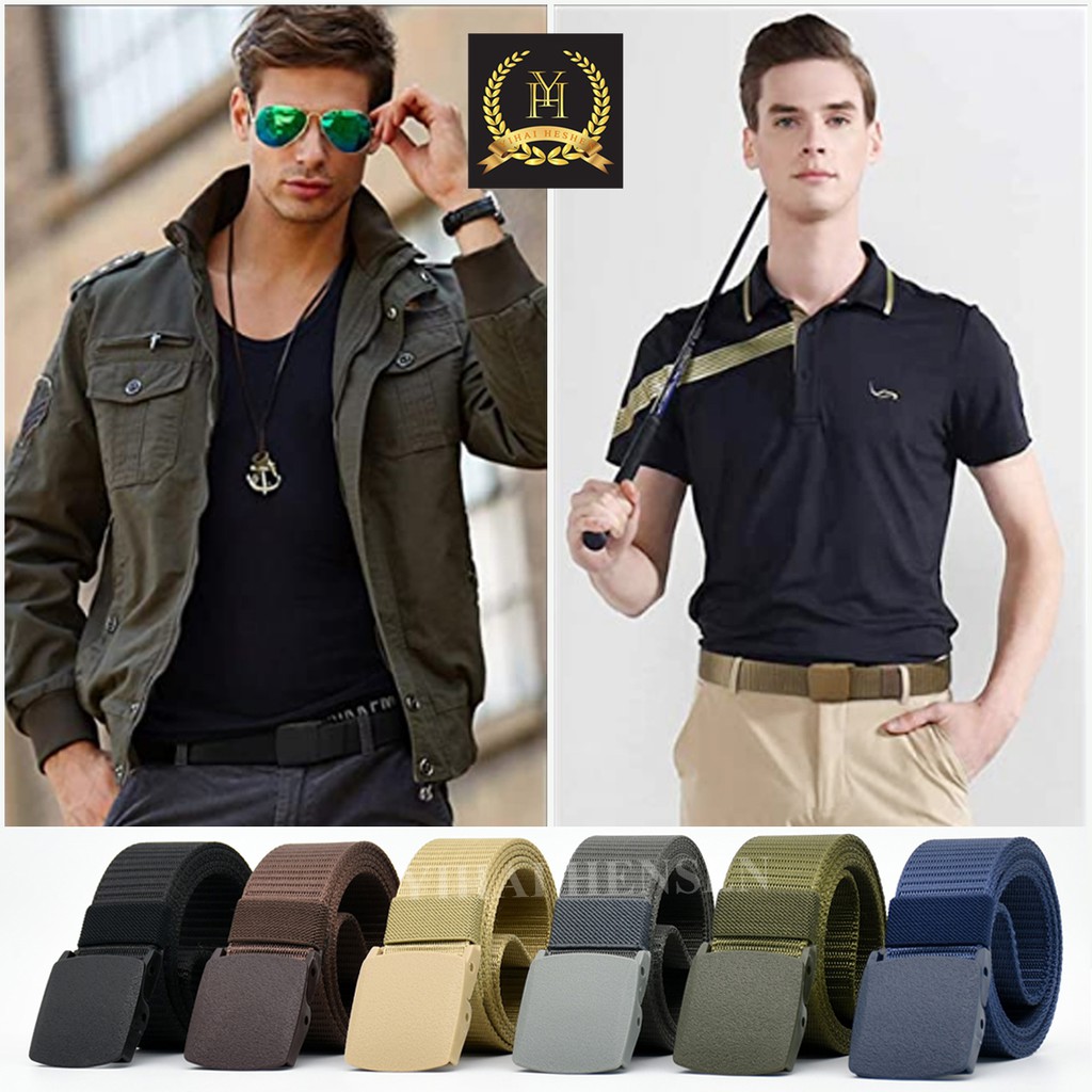 [Y&amp;H] Ikat Pinggang Pria Canvas Kain Nylon Men Belt Nylon Canvas Anti Metal Detector - YH008