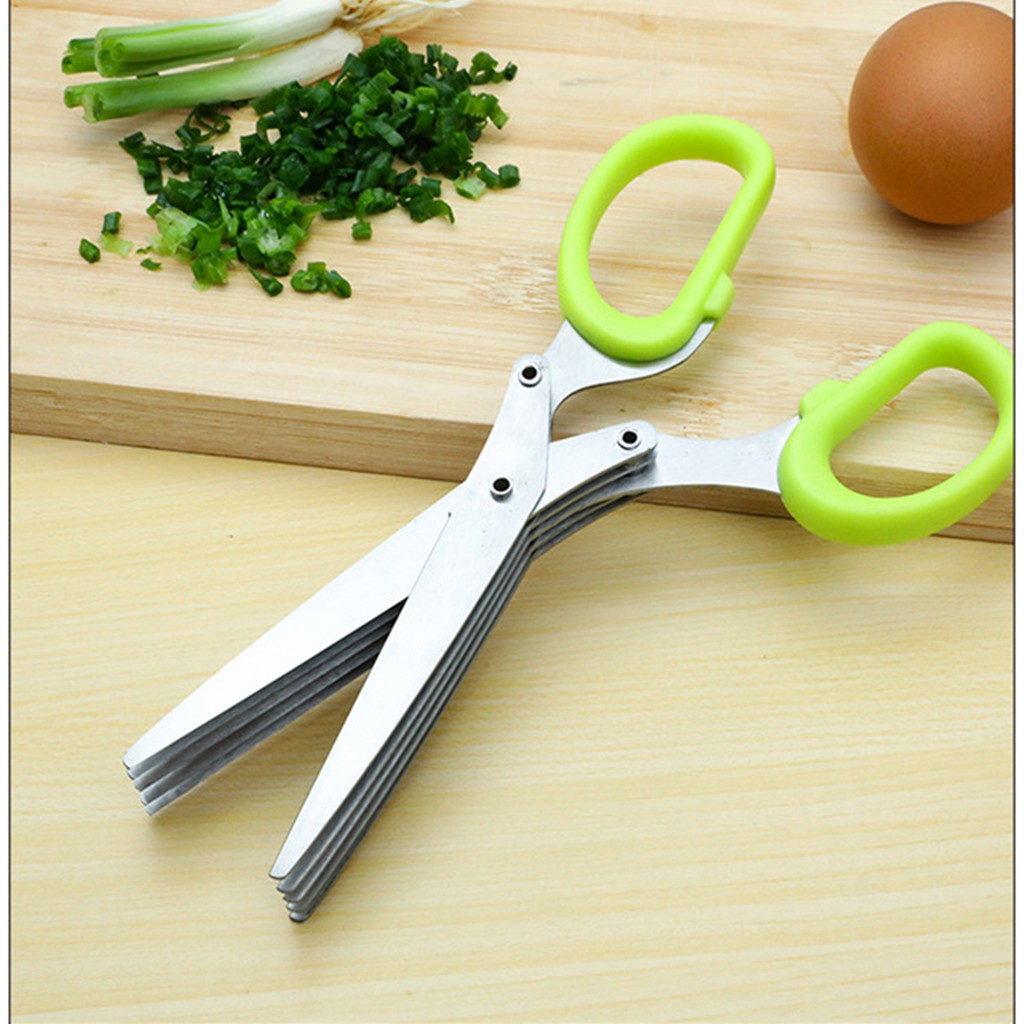 HOVELSHOP Gunting Pemotong Daun Bawang Stainleess 5 Lapis Kitchen Scissor Serbaguna