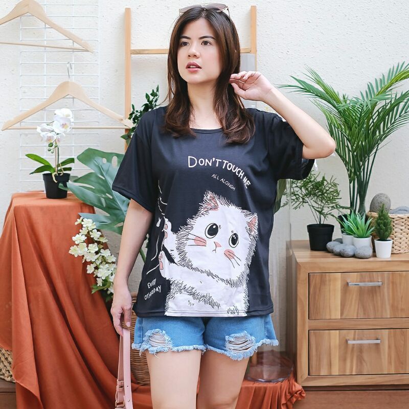 FC - KAOS OVERSIZE DONT TOUCH ME KUCING || KAOS KUCING CANTIK T- SHIRT