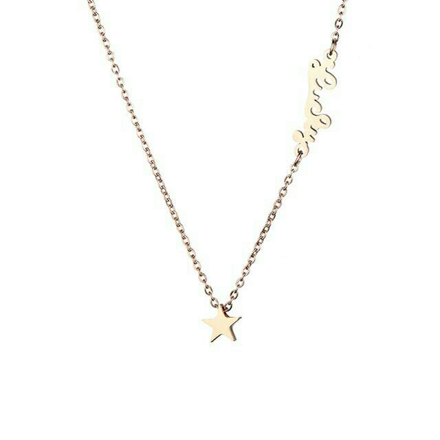 GG Kalung Titanium Premium Gold plated 18k Aksen Lucky star Rose Gold #KL-146