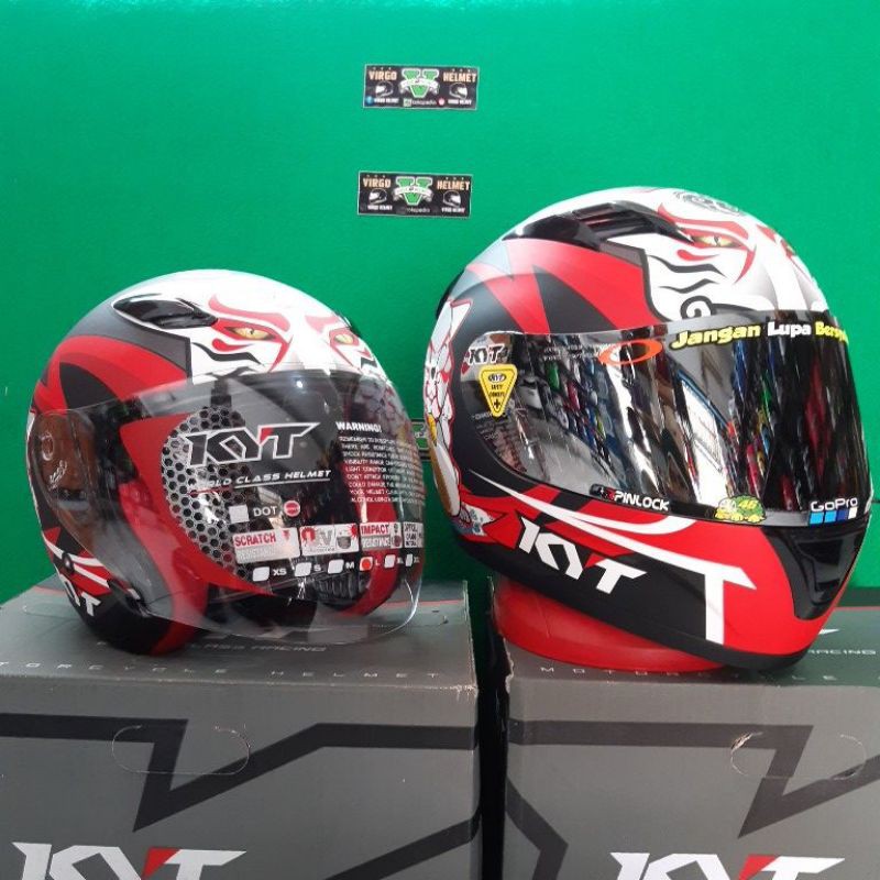 kyt couple R10 + kyt dj maru. motif : kabuki-original kyt. helm doff