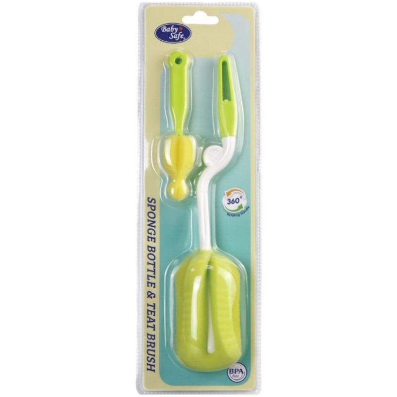 Baby Safe Sponge Bottle &amp; Teat Brush (BS368)/Sikat Busa Botol BabySafe