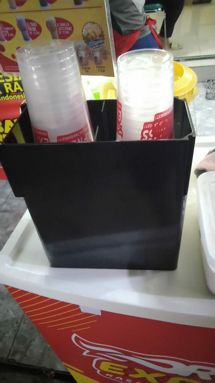 Single Tier Cup Dispenser 2 Slot / Tempat Saji Cup Minuman Di Restoran Kafe Warung Kopi Booth Coffee