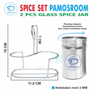 Pamosroom Spice Jar Set Tempat Bumbu Dapur Stainless  