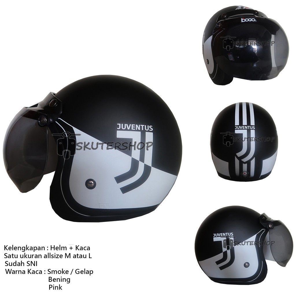 Helm Retro Klasik JPN  Bola Juventuzs Football Club Italian Kaca Original